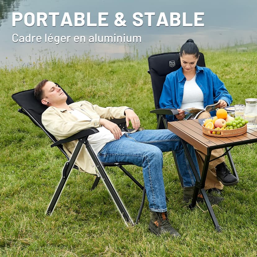 TIMBER RIDGE Chaise Pliante Camping Portable 150kg Fauteuil Jardin Exterieur Dossier Haut 4 Positions Réglables Fauteuil Realx Inclinable pour Terrasse Balcon Jardin Camping Pique-Nique - 4