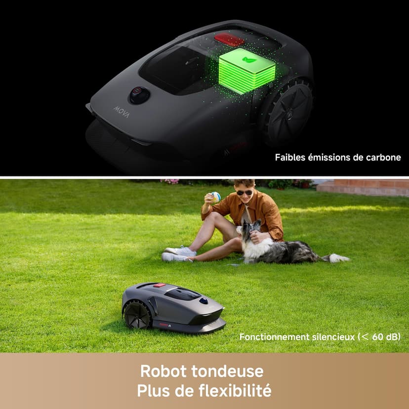 MOVA 1000 Robotic Lawnmower, UltraView Wireless Installation and Accurate Mapping up to 1000 m², smart Obstacle Avoidance, app Control, Improved Off-Road Wheels, U-Shaped Mowing, Fast Charging - 8