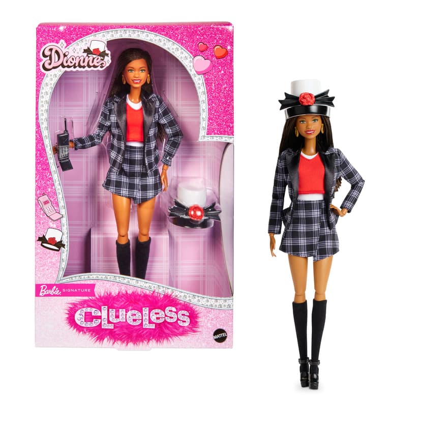 Barbie Signature Poupée Dionne de Clueless Collector avec Ensemble à Carreaux Noir et Blanc, Chapeau et Accessoire de téléphone Portable - 1
