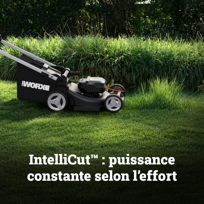 WORX Nitro 40V (2x20V) Lawn Mower | PowerShare | WG749E | Includes 2 4Ah Batteries and Dual Charger | 46 cm with traction | Mulching | 7 Height Positions - 7