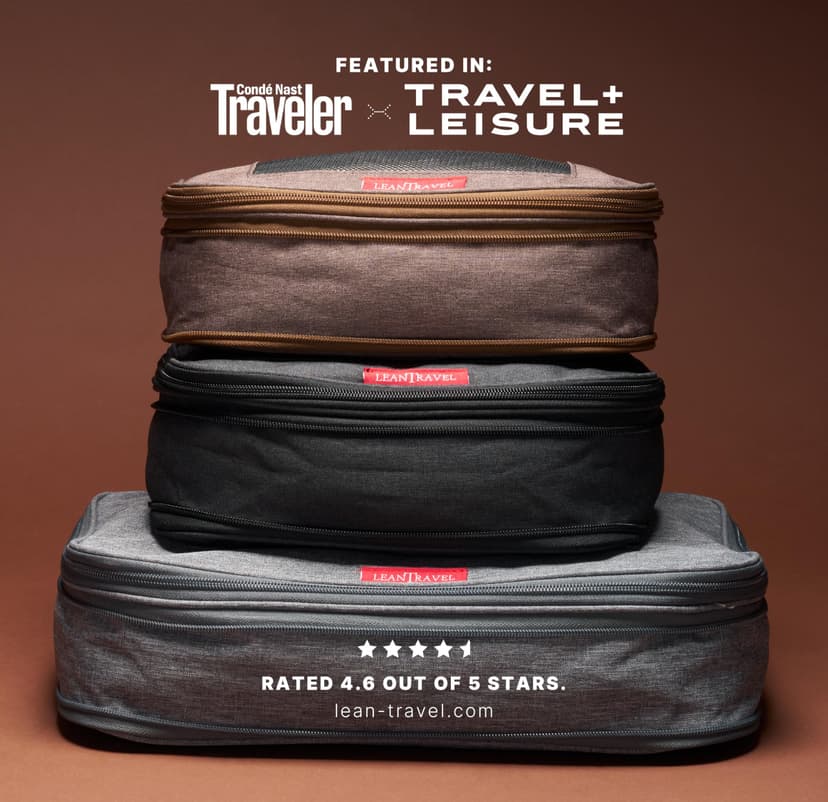LeanTravel Compression Packing Cubes Luggage Organizers (3) Set (Black) - 5
