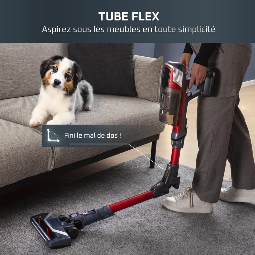 Rowenta X-Pert 6.60 Smart Aspirateur Balai sans fil, Tube Flex, Idéal pour les Poils D'animaux, Léger, Puissance 100W, Autonomie 45min, LED RH6471WO, Noir/Rouge - 7