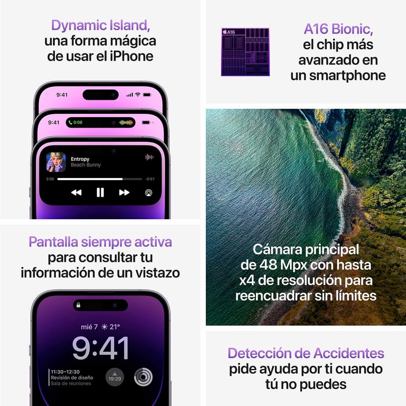 Apple iPhone 14 Pro, 128GB, Deep Purple - (Renewed) - 5