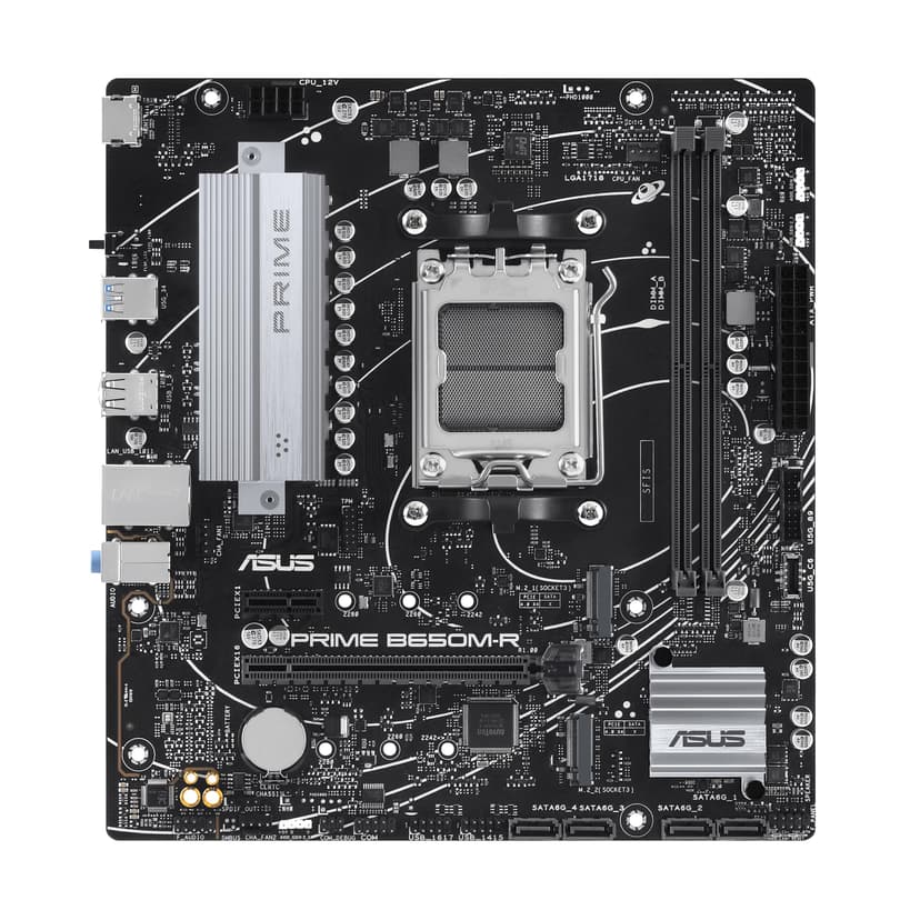 ASUS Prime B650M-R – Carte mère AMD Ryzen AM5 B650 Micro-ATX (DDR5, Support PCIe 4.0, Realtek 2.5Gb Ethernet, HDMI, SATA 6 GB/s, USB 5 GB/s Type-C en façade, Aura Sync RGB) - 3
