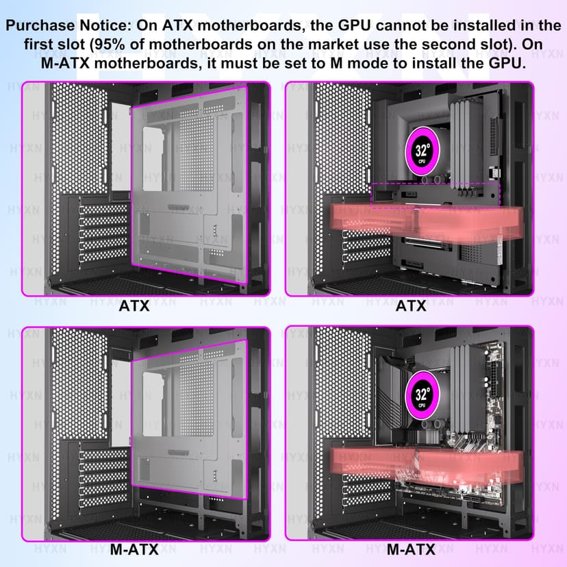 H3 ATX PC Case - Pre-Installed 6 Infinity Mirror PWM ARGB Fans, Compact ATX Dual Chamber Mid Tower Gaming PC Case, with Type-C 3.2 (Black, H3) - 2