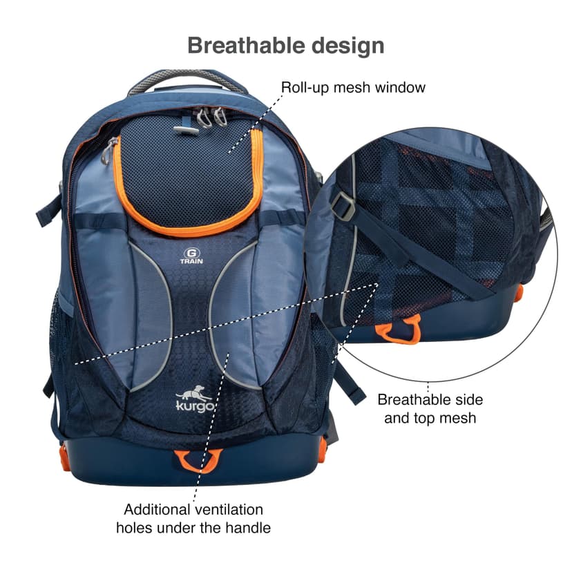 Kurgo G-Train Dog Carrier Backpack - Comfortable Travel Bag for Pets Up to 11 kg - Waterproof Bottom - Multi-Compartment Pack - Dog Hiking Gear - Rugged Adventure Backpack - Navy Blue - 3