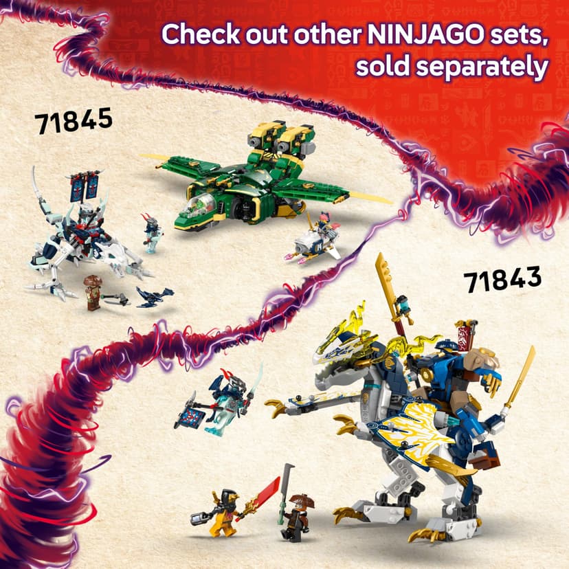 LEGO NINJAGO Ninja Combat Vehicle - Transforms into 2 Ninja Motorbikes & a Jet Plane Toy - 6 Minifigures incl. Kai & Cole - Dragons Rising Birthday Gift for 8+ Year Old Boys - 71844 - 7