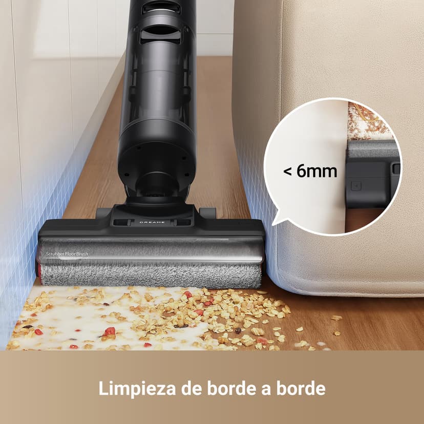 DREAME H12 Pro Ultra Wet & Dry Vacuum Cleaner, Wash 60 °C, Dry 30 Minutes, Double Rotation Auto Cleaning with Heavy Duty Scraper, 16 kPa Suction, 2 Edge Brush, Intelligent Detection/Adjustment - 5