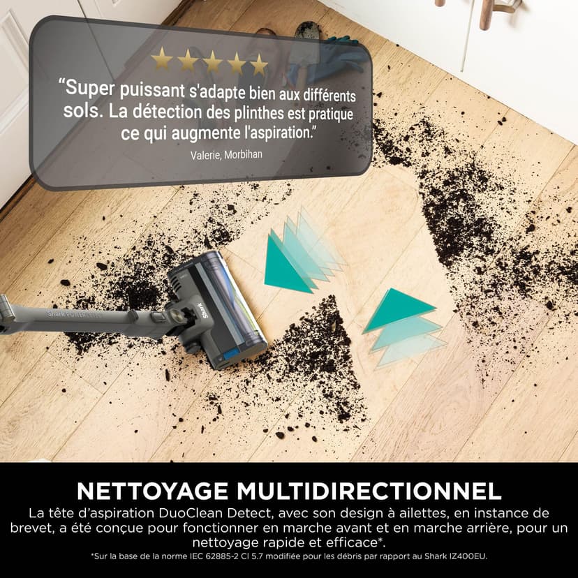 Shark PowerDetect Clean et Empty aspirateur sans fil, PowerFins, Reverse Clean, station 2L, Anti-Hair Wrap Plus, 70 min, léger, poils d’animaux et multi-surfaces, Gris IP3225EUT - 9