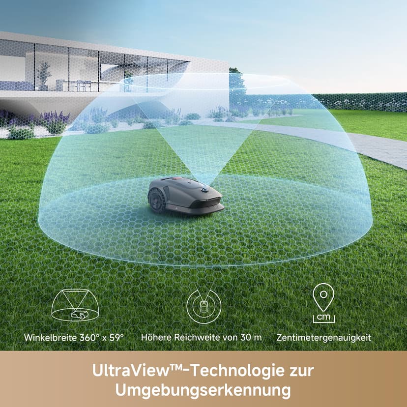 MOVA 1000 Robotic Lawnmower, UltraView Wireless Installation and Accurate Mapping up to 1000 m², smart Obstacle Avoidance, app Control, Improved Off-Road Wheels, U-Shaped Mowing, Fast Charging - 4