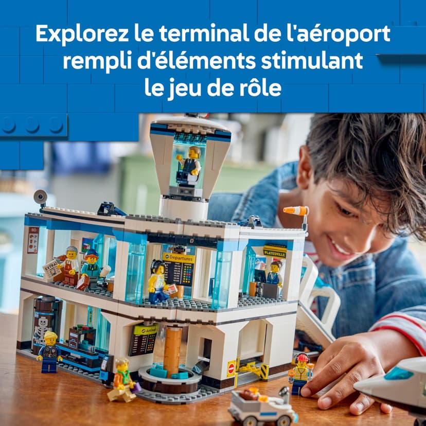 LEGO City Airport with Airplane Toy - Miniature Model Kit w/Terminal, Plane, Tug Car, Bridge, 9 Minifigures & Accessories - Birthday Gift Idea for 8+ Year Old Boys - 60502 - 4