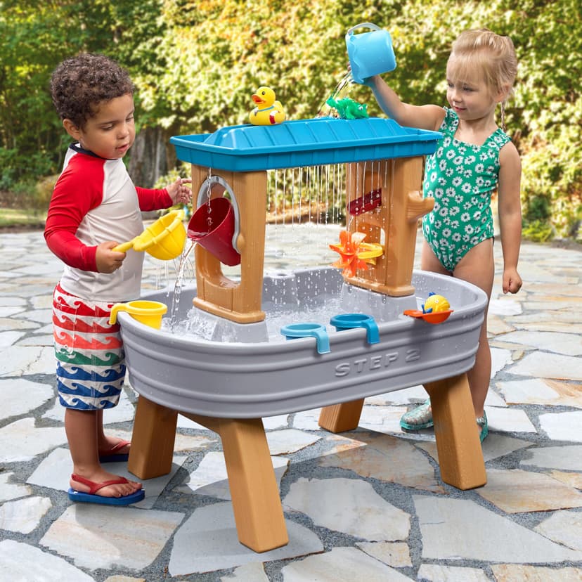 Step2 Water Table Rain Showers Splash Tub in grey/brown with 10 -pieces accessory set | Water Play, Activity Table | For the garden - 3