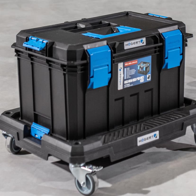 Högert Technik - HT7G501 Tool Box on Wheels, Load Capacity up to 50 kg, Practical and Spacious, Resistant to Damage, Dustproof, Robust ABS Clasps, Modular Construction - 4