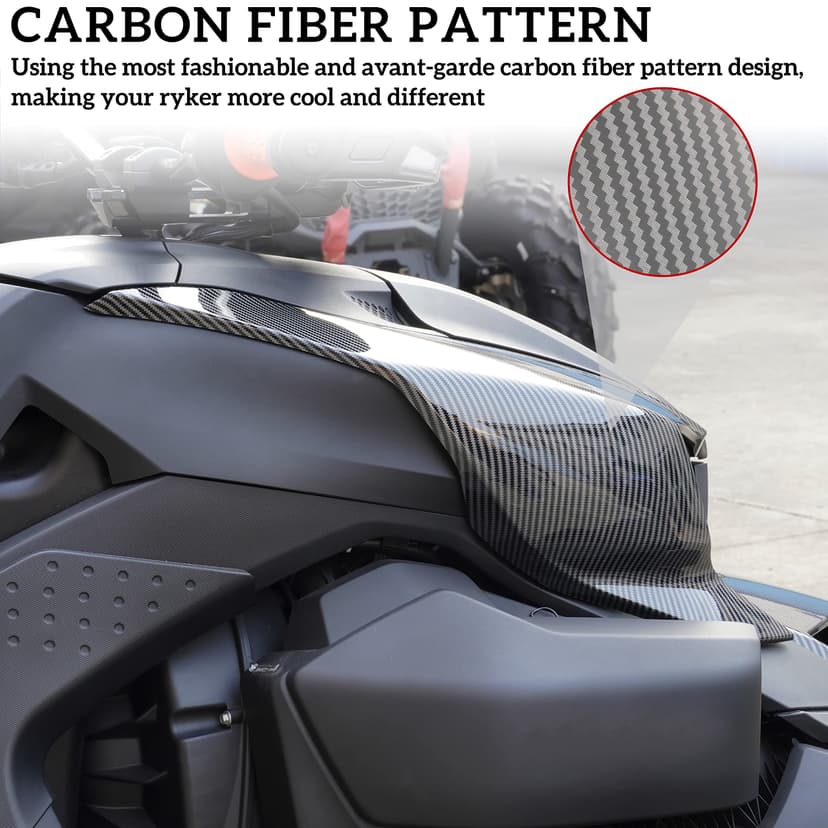 SAUTVS Plastic Carbon Fiber Pattern Fairing Panels for Can Am Ryker, Carbon Fiber Pattern Fairing Panels for Can-Am Ryker Models Accessories (2PCS, Replace #219400803) - 2
