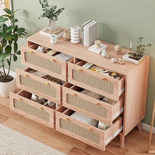 Mutuolux Commode Chambre | Commode 6 Tiroirs Bois pour Sa…