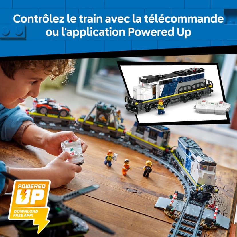 LEGO City Police Train Heist Toy - Remote Control Train Model Kit w/Circular Track, Helicopter, Rally Car & 6 Minifigures - STEM Birthday Gift for 7+ Year Old Boys - 60508 - 4