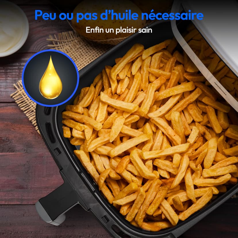 MEDION Air Fryer P10 XL Duo (Double résistance, distribue la chaleur uniformément, capacité 6,8 L XXL, 2150 W, 9 programmes automatiques, ecran tactile digital, MD11750) blanc - 4