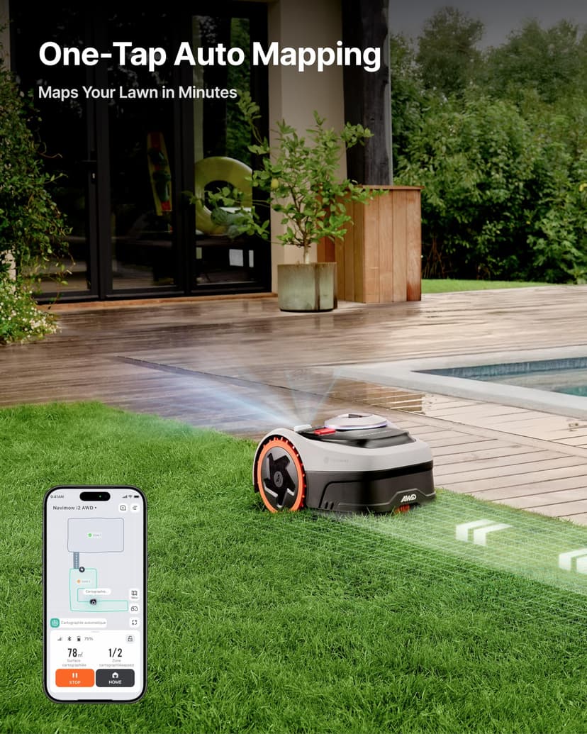 Segway Navimow i205 AWD Robot Lawn Mower without Boundary for 500 m², w/Garage S, All-Wheel-Drive for 45% Slopes, EFLS NRTK + Vision, Auto Mapping, No RTK Antenna Required (Ship Separately) - 4