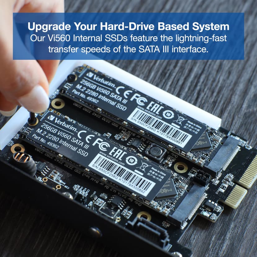 VERBATIM Vi560 S3 M.2 SSD - SSD interne 512GB de haute performance - Solid State Drive - interface SATA III M.2 - disque dur interne technologie 3D-NAND - jusqu’à 520MB/s - bleu - 3