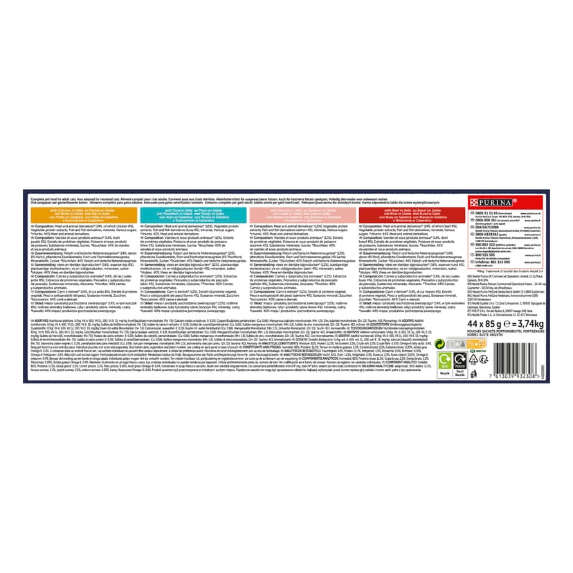 Felix Every Day Party Mix in Jelly Cat Food, Wet Food Meal Bags with Beef, Chicken, Salmon & Tuna, 44 x 85 g (44 meal bags; 3.7 kg) - 4