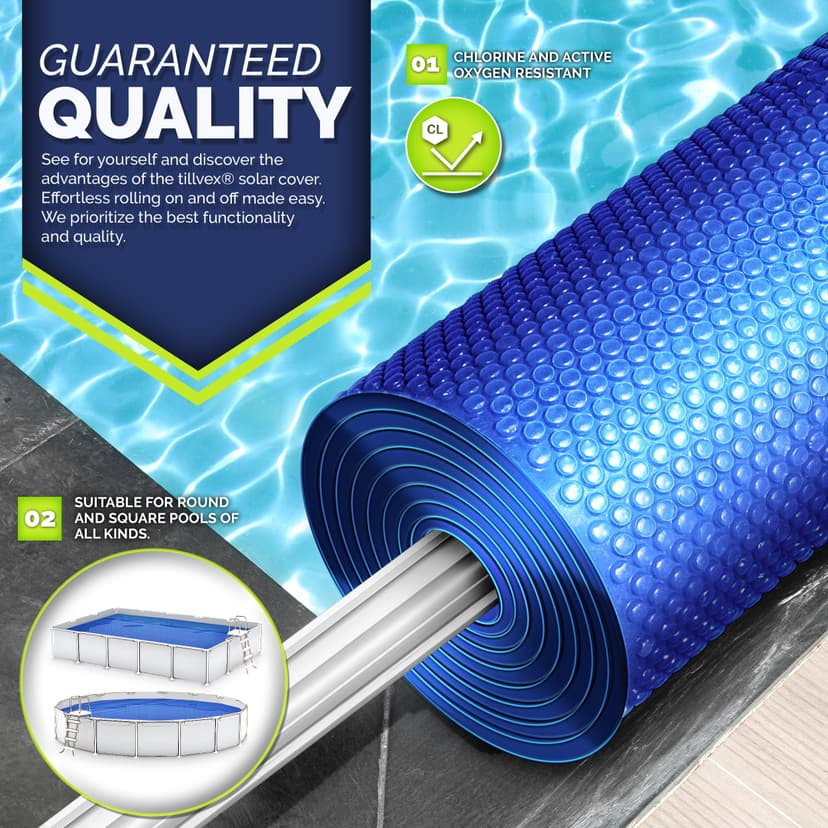 tillvex Pool Solar Tarpaulin Rectangular 800 x 400 cm | Solar Film Thickness 120 µm | Solar Tarpaulin Can Be Cut to Size | Pool Heating for Water Heating - 3