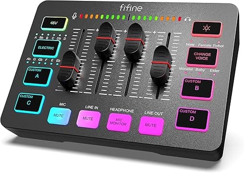 FIFINE Gaming Audio Mixer, Streaming RGB PC Mixer with XL…