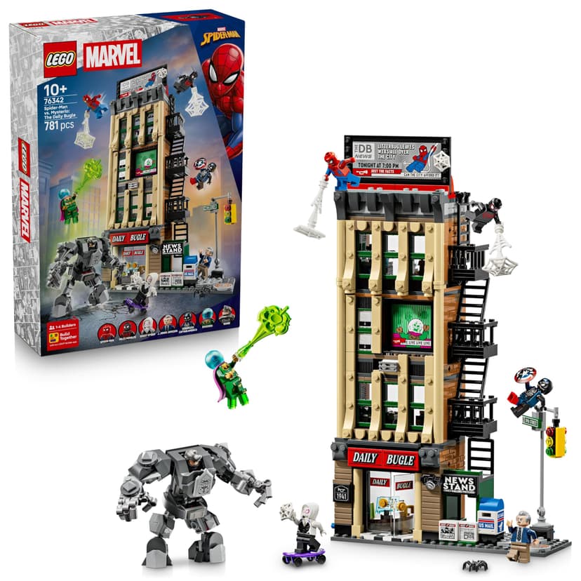 LEGO | Marvel Spider-Man vs. Mysterio: The Daily Bugle Building - Superhero Toy w/a Mech Action Figure & 7 Minifigures - Birthday Gift for 10+ Year Old Boys & Movie Fans - 76342 - 1