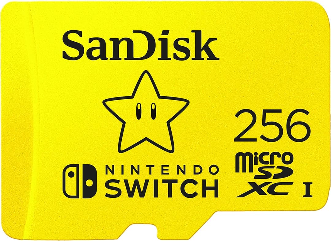 SANDISK micro SD card licensed for Nintendo Switch consoles, 256GB Super Mario Superstar edition (up to 100 MB/s, Nintendo gaming storage, UHS-I, Class 10, V30, U3)
