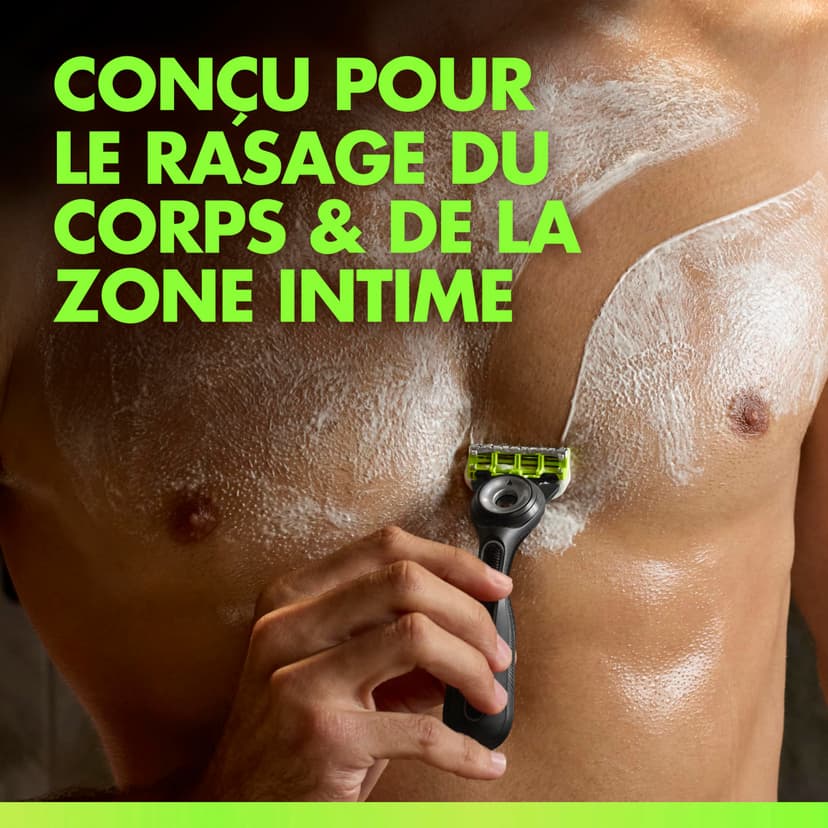 Gillette Labs Body + Intimate Rasoir Intime Homme, 4 Cartouches, Noir – Conçu pour le Rasage du Corps et du Pubis, Lames avec une Barre Anti-Poils Incarnés et Irritation, Manche Facile à Gripper - 6