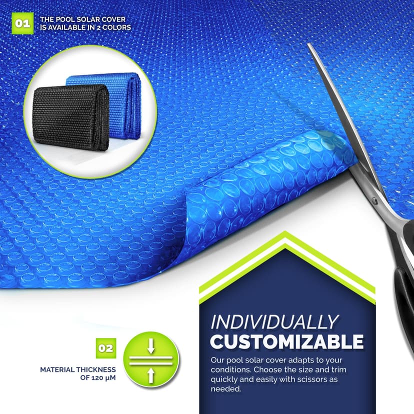 tillvex Pool Solar Tarpaulin Rectangular 800 x 400 cm | Solar Film Thickness 120 µm | Solar Tarpaulin Can Be Cut to Size | Pool Heating for Water Heating - 2