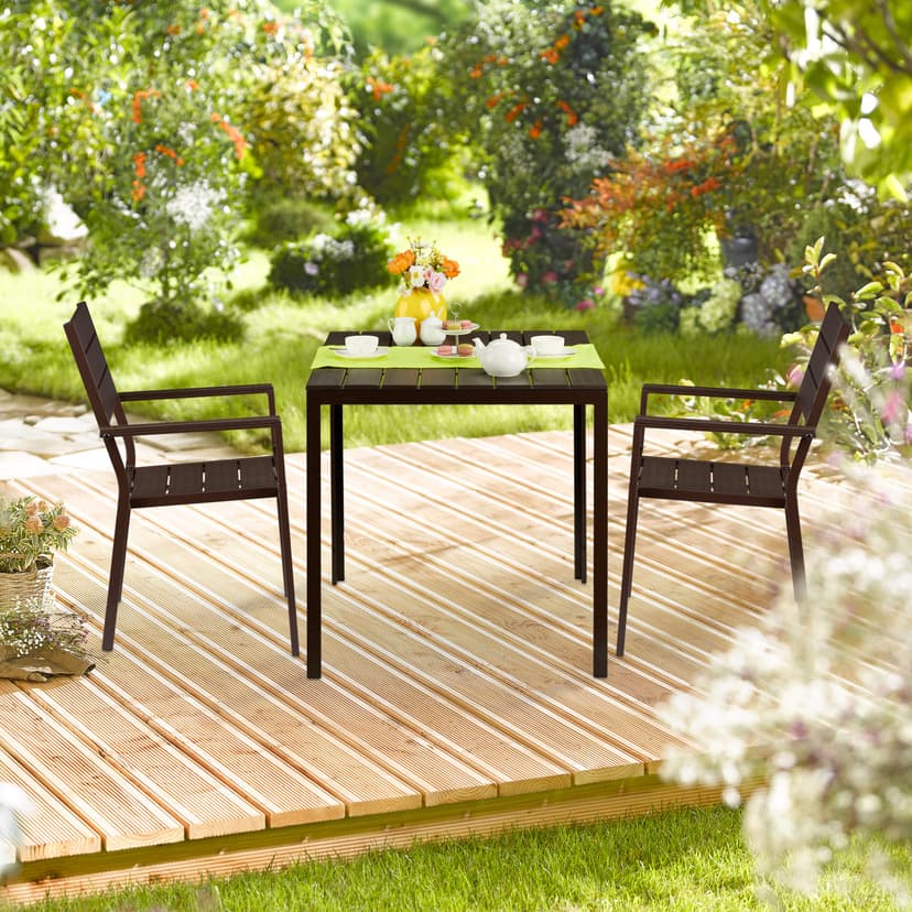 Relaxdays Garden Table, Square, Wood Effect, Outdoors, Patio & Balcony, Alfresco Dining, 74.5 x 77.5 x 77.5 cm, Brown - 2