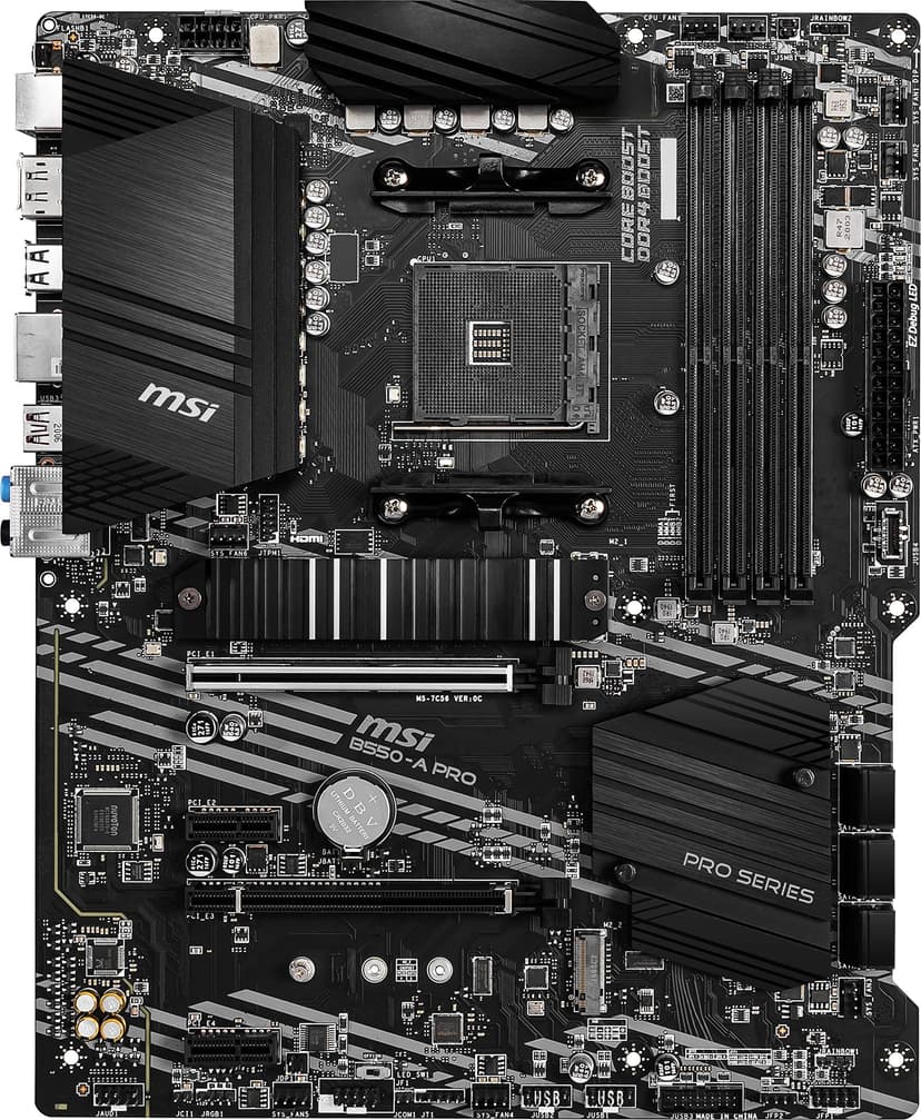 MSI B550-A PRO ProSeries Motherboard (AMD AM4, DDR4, PCIe 4.0, SATA 6Gb/s, M.2, USB 3.2 Gen 2, HDMI/DP, ATX) - 7