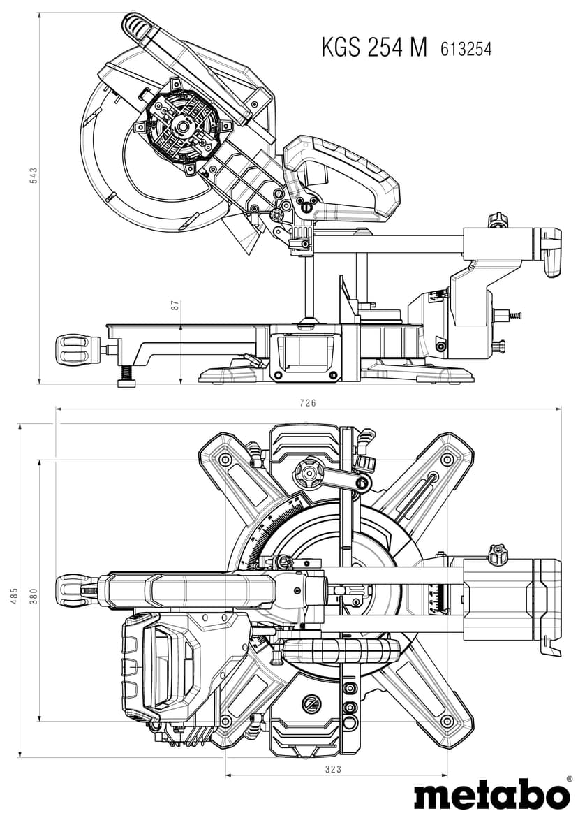 Metabo KGS 254 M 613254000 Crosscut Mitre Saw (220-240 V / 50-60 Hz) - 2